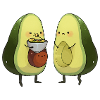 Cute Avocado Eating Guacamole