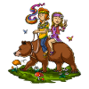 Hippies Riding Bear Fantasy
