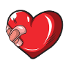 Injured heart with plaster gift
