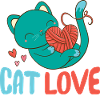 Chat chat amour tricot coeur