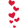 six red hearts