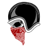 Motorbike skull red bandana