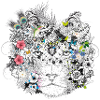 criniera di leone straordinariamente decorata con fiori