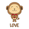 Valentine monkey with heart