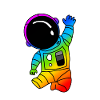 Little astronaut with rainbow spacesuit