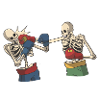 Skeleton while boxing