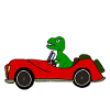 Tyrannosaurus Rex drives convertible