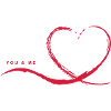 Hand drawn red heart - YOU & ME