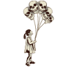 Girl with skull balloons skulls