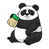 Baby panda with water bottle