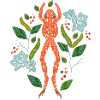 Grenouille orange fleurie