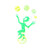 Alien juggler juggling circus unicycle