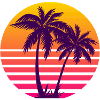Outrun Retro Sun Palm Trees
