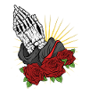 Hands praying skeleton dark art