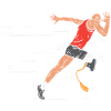 Legless runner - amputated prosthesis