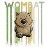 Funky retro wombat lettering cartoon marsupial