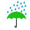 Green umbrella with raindrops