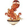 Kawaii japansk blæksprutte, der elsker Ramen Noodles