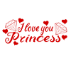 I Love you Princess with diamonds and hearts