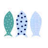 3 fish striped blue