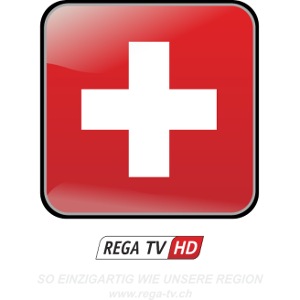 REGA-TV: Switzerland, weisse Schrift