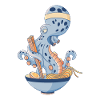 Octopus eating ramen