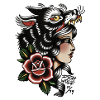 Traditionelt Wolf Girl Tattoo Design