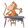 Monkey plays marimba xylophone