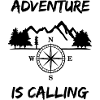 Mountains, forest, compass