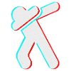 Tik Tok Filtro Glitch 3D Dab Stickfigure rosso blu