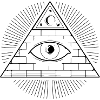 Illuminati geheime genootschap metselaar oog medaille piramide