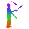 Juggle rainbow silhuette