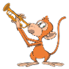 Affe spielt Trompete
