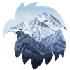 Eagle and snow-capped mountains