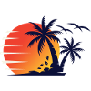 Summer beach palm trees