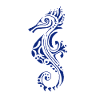 ultramarinblaues Seepferdchen-Tattoo-Stil