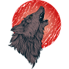Howling wolf, full moon
