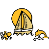 ship dolphin octopus sea