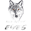 Wolf head with red eyes