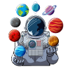 Astronaut planet juggler
