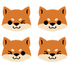Vier rote Shibas