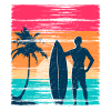 Surfer Sunset Retro
