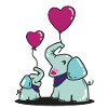 Elephant, baby elephant, heart balloon