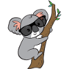 Koala with glasses on tree