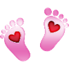 Baby Pieds coeur bébé empreinte maman fille rose pieds