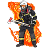 Firefighter in flames
