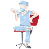 Docteur, ennuyer, chaise, pendant, coupure