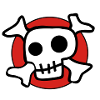 Skull in the Red Circle Cartoon