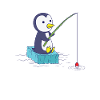 Penguin is fishing