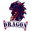 Dragon logo with fire accents